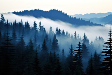 Fototapeta premium forest in fog.