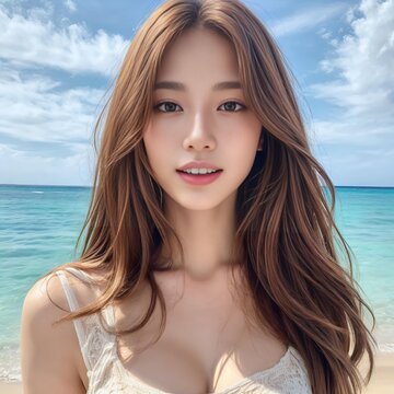 巨乳彼女と南国で海水浴
