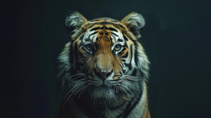 Intense Tiger Stare in Dramatic Lighting