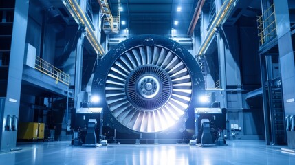 Jet Engine Turbine in Aeronautical Engineering Facility