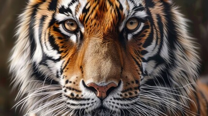 Majestic Tiger Face Close-Up with Piercing Gaze