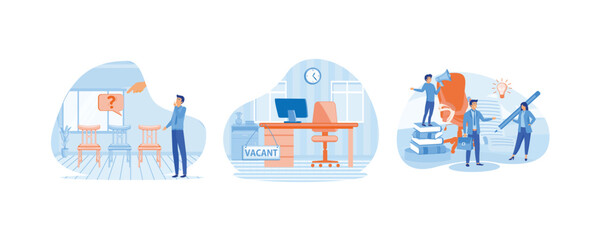 Obraz premium Search for new talent and best candidate for business. Job opportunity, employment possibility concept. Recruitment recruitment agency job. Set flat vector modern illustration