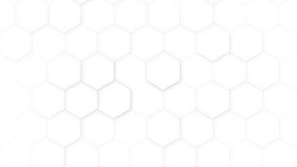 Hexagon geometric white texture, 3D paper background, honeycomb white background with shadows