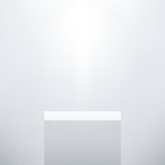 White and Grey pedestal podium. Empty room with spotlight effect. Use for product display presentation, cosmetic display mockup, showcase, media banner, etc. Vector illustration.