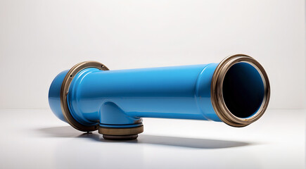 Shiny Blue Iron Pipe  - Isolated Metal Object for Construction Concepts and Plumbing Projects