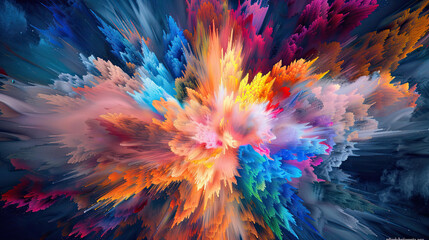 Fototapeta premium Paint Explosion series. Abstract design made of colorful fractal paint burst and lights on the subject of creativity, imagination, spirituality and art.
