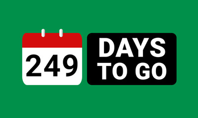 249 days to go last countdown. two hundred and forty nine days go sale price offer promo deal timer, 249 days only