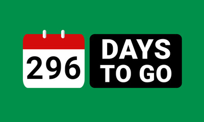 296 days to go last countdown. two hundred and ninety six days go sale price offer promo deal timer, 296 days only