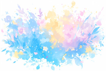 パステルカラーの優しい水彩絵の具の花柄の背景