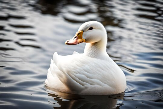 close up of a white duck