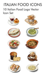 Italian food logo vector icon set