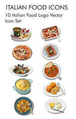 Italian food logo vector icon set