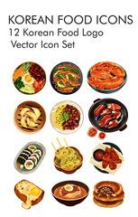 Korean fodd logo vector icon set