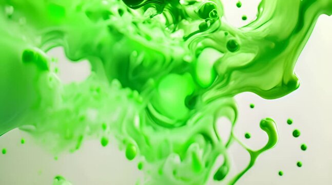Abstract reen slime or paint liquid splash and splat isolated on white  background video