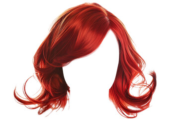Stylish hair wig with trendy design isolated on background, front view, fashionable hairstyle concept.