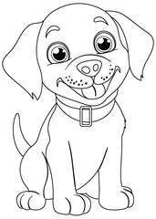 Fototapeta premium Black and white vector of a smiling puppy