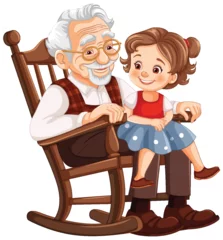 Foto auf Acrylglas Elderly man and young girl enjoying each other's company. © GraphicsRF