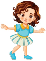 Tuinposter Vector graphic of a cheerful dancing girl © GraphicsRF
