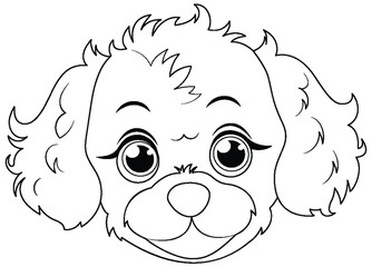 Black and white vector of a cute puppy face