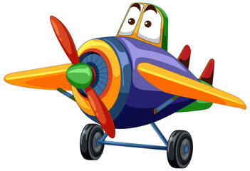 Animated airplane with eyes and vibrant colors