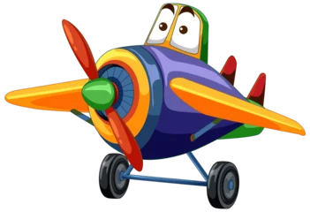Foto auf Acrylglas Animated airplane with eyes and vibrant colors © GraphicsRF