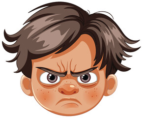 Vector illustration of a frowning young boy