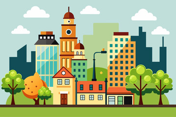 vintage city background is tree