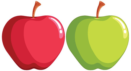 Vector graphic of a red and a green apple