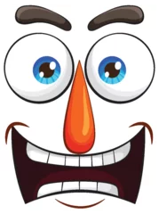 Wandcirkels plexiglas Colorful, exaggerated cartoon face with a funny expression © GraphicsRF