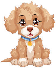 Cute cartoon puppy sitting with a happy expression.