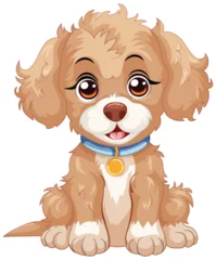 Wandaufkleber Cute cartoon puppy sitting with a happy expression. © GraphicsRF