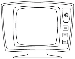 Simple line art of a vintage television set.