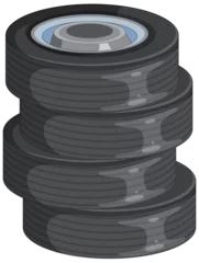 Poster Isometric view of a stack of four car tires. © GraphicsRF