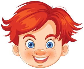 Afwasbaar Fotobehang Kinderen Vector graphic of a smiling young boy with red hair
