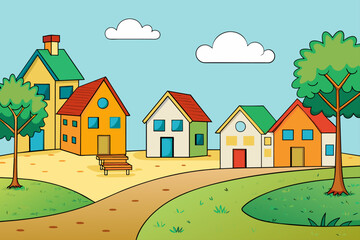 Fototapeta premium village cute background is tree