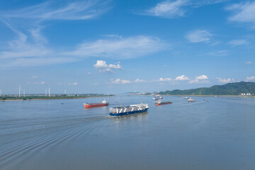 Yangtze river water transportation scene