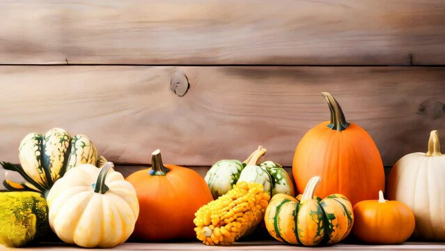 Decorative abstract autumn composition with pumpkins