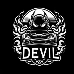 abstract logo design devil car