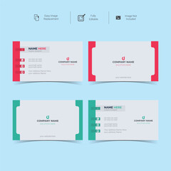 Modern simple Creative and Clean Double sided Business Card Template design Vector Illustration