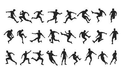 Silhouette of a football player, Kicking dribbling shooting, Skills of a professional player