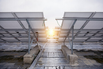 Back view of solar power photovoltaic cell panel