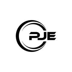 PJE letter logo design with white background in illustrator, cube logo, vector logo, modern alphabet font overlap style. calligraphy designs for logo, Poster, Invitation, etc.