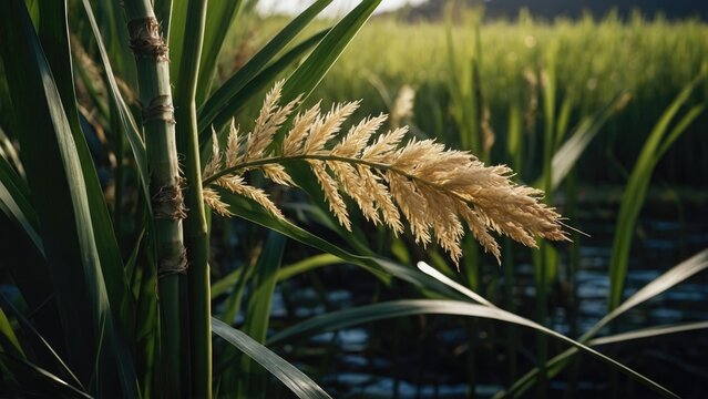 Acorus calamus wallpaper, medicinal plants background, Inflorescence of sweet flag (Acorus calamus), leaf calamus with inflorescence grow in water