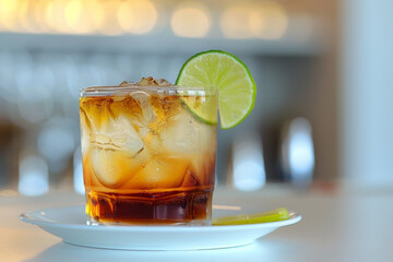 Dark 'n' Stormy Cocktail on White Background Gen AI