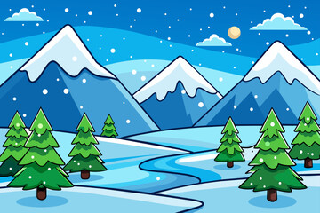 Fototapeta premium winter mountains background is tree