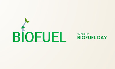 World biofuel day, Biofuel typography, petrol pump, biofuel day design for banner, poster, vector illustration.