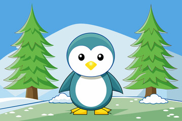 penguin cute background is tree