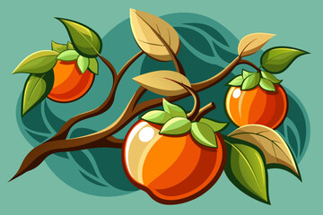 persimmon fruit background is tree