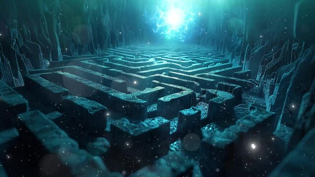 subterranean labyrinth mystery interdimensional seamless looping overlay 4k virtual video animation background