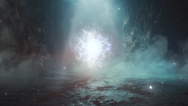 cinematic shot ethereal entity emerges amidst. seamless looping overlay 4k virtual video animation background
